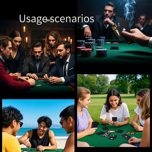 LAGEBONA Set, Waterproof Deck of CardsGift Playing CardsPoker Men Pool Poker Cards (Black Diamond)