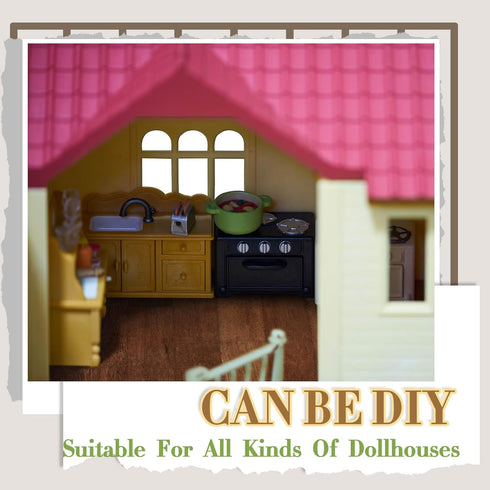 6 8.27 11.69 Inch Flutesan Pcs Miniature Dollhouse Wallpaper and Flooring Peel and Stick Mini DIY Self Adhesive