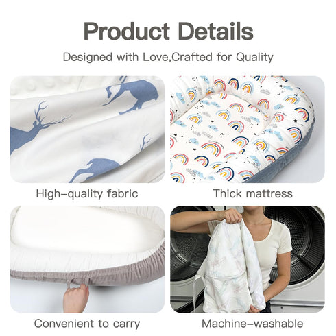 Bubbyhuts 100% Tummy Infant Support Cushion-Breathable and Soft Organic Cotton, Portable Time Mat with Removable
