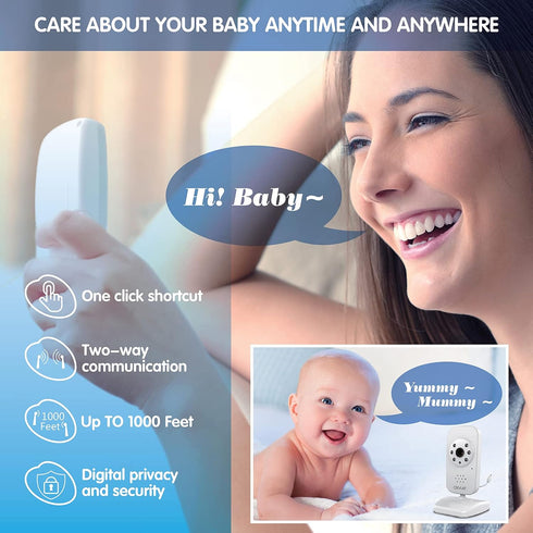 Axvue 2.8" 2 1000ft, 12 2-Way Video Baby Monitor, Slim Handheld, Non-Slip Design, Vertical Screen Monitor & Camera