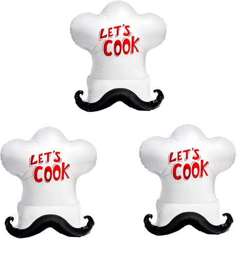 CYMYLAR Chef Hat Balloon 3Pcs/Chef Cooking Balloon/Chef Hat for Birthday Party Decorations/Kitchen Birthday Party