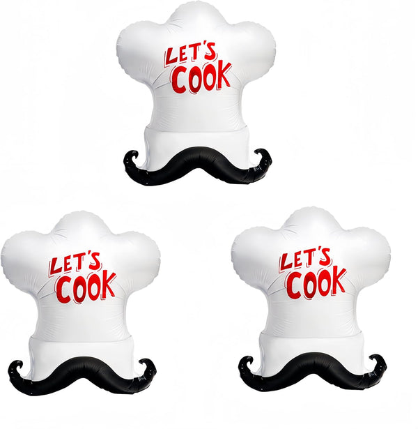 CYMYLAR Chef Hat Balloon 3Pcs/Chef Cooking Balloon/Chef Hat for Birthday Party Decorations/Kitchen Birthday Party