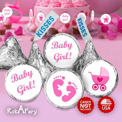 324 Pink Its a Girl Baby Shower Favors Stickers for Baby Shower or Baby Sprinkle Party Decorations, Made in USA