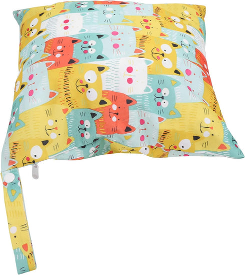 Pongnas Cute Cat Print Reusable Cloth Diaper Bag with Zipper Washable Hanging Wet & Dryfor