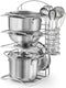 12Pcs Kids Pretend Play Kitchen Accessories Toy Stainless Steel Metal Pots and