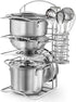 12Pcs Kids Pretend Play Kitchen Accessories Toy Stainless Steel Metal Pots and
