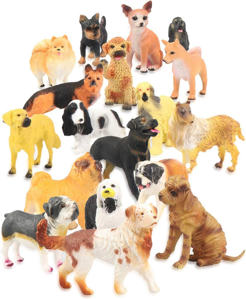 Liberty Imports 18 PCS Large Dog Figurines Playset, Realistic 4" Toy Pet Figures