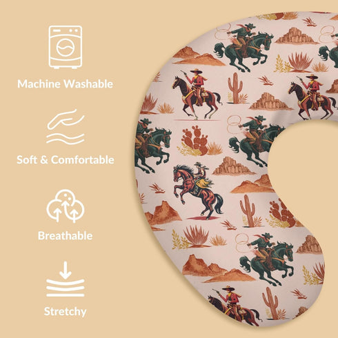 Cstdyfrv Western Cowboy Nursing Pillow Covers Vintage Cowboy Cactus Desert Removable Breastfeeding Slipcover Wild West