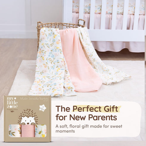 Set, 3 Pack 47"x47" Set Muslin Swaddle Blankets Baby Blanket Breathable Swaddles for Newborns, Soft Baby Swaddle