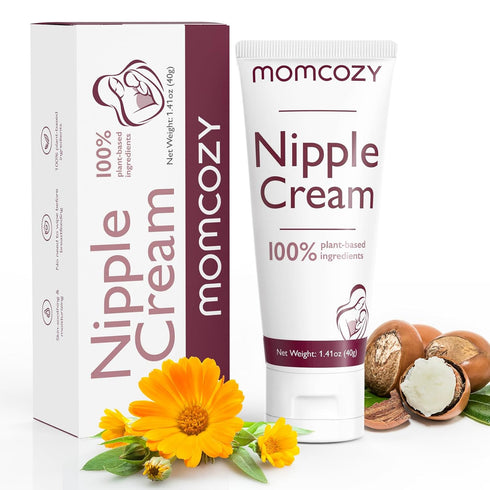 Momcozy Nipple Cream Safe for Breastfeeding, No Wipe Off Lanolin-Free Nipple Balm,