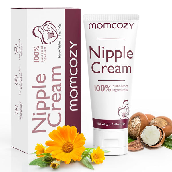 Momcozy Nipple Cream Safe for Breastfeeding, No Wipe Off Lanolin-Free Nipple Balm,