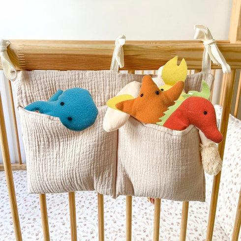 Surakey Hanging Baby Diaper Caddy Organizer, Diaper Stacker, Baby Crib Pocket with Straps Classified Storage Bag