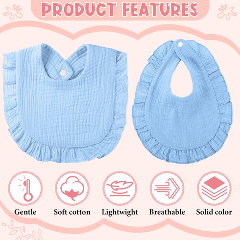 18 Kenning Pcs Muslin Drool Baby Bibs Ruffle Absorbent Bib with Snap Button Boy Girl for Drooling Teething Infant