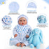 JIZHI 8 Pcs Reborn Baby Doll Accessories with Bassinet for 17-22 Inch Dolls, Realistic Clothes Set