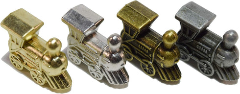 Set 4 Regal Games - Mexican Train Domino Replacement Metal Marker Trains - for Mexican Train Domino Game - Gold, White