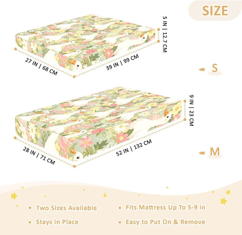 GOODOLD 52"x28" Cute Goose Happy Easter Crib Sheet, Cotton Fitted Standard Crib Mattress Cover for Toddler - Soft