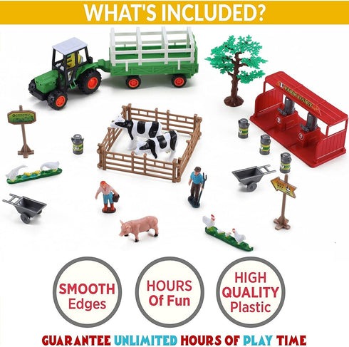 Liberty Imports Dairy Farming Toys Set with 23 Pieces, Farm Animals, Figures, and Accessories for Kids