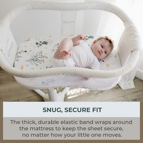 Pobibaby - 2 Pack Premium Bassinet Sheets for Standard Bassinets, Ultra-Soft Jersey Knit, Stylish Floral Pattern