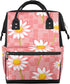 Hsnar Watercolor Checkered Daisy Waterproof Diaper Bag Backpack Large Capacity Baby Bag with