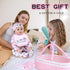 10Pcs 17-22 inch Set Reborn Baby Doll Clothes with Bassinet Blanket Diaper fit Reborn Dolls Cute Pink Baby Doll Clothes