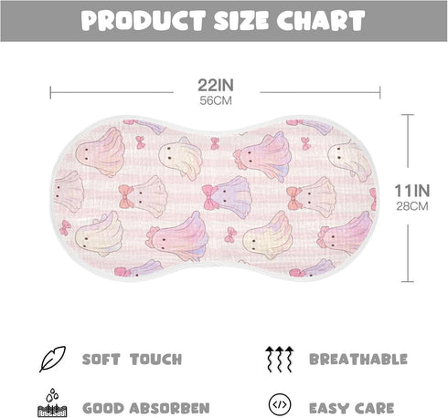 decor gift 4 Pack 22x11in Cotton Burp Cloths Muslin Soft Touch Cute Spooky Halloween Bow Ghosts Baby spit up Cloth