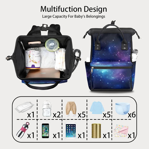 Hsnar Backpack Outer Space Galaxy Waterproof Diaper Bag Large Capacity Baby Bag with Stroller Straps, Multi-Pocket
