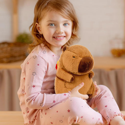 Capybara Plush 9 Inch Stuffed Animal, Cute Capybara Toy with Hamburger Backpack, Gift for Kids