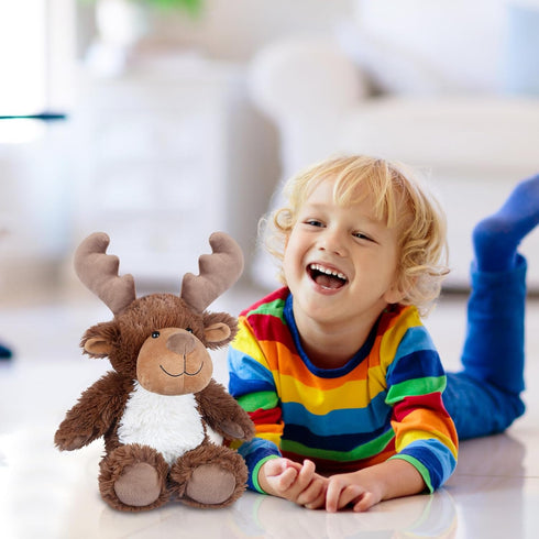 Heatable Coolable Moose Stuffed Animals, Microwavable Heating Pad for Cramps, Lavender Scent Plush Toys for Anxiety