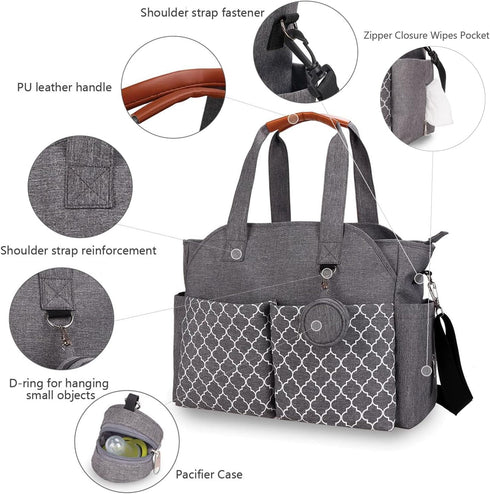 MEYTEILAY Diaper Bag Tote Large Multi-Function Baby Changing Bag for Mom with Changing Station Travel Nappy Bag