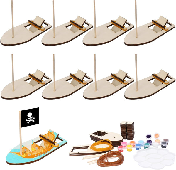 Fennoral 8 Pack Wooden Boat Crafts for Kids Make You Own Sailboat
