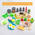 150Pcs Playset, 2Pack Kitchen Toddlers Pretend Cooking Cookware Accessories, Food, Picnic Blanket, Fruits, Veges