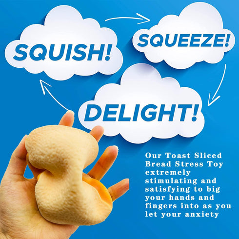 Toast Sliced Bread Stress Toy, Bread Shape Squishes, Sensory Fidget Toy, Stress Relief for Kids & Adults, Tricky Funny