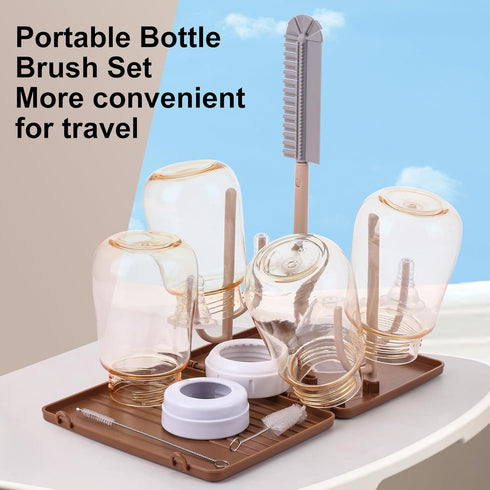Set, Baby Bottle Drying RackTravel Baby Bottle Drying Rack Cleaner Kit with Silicone Bottle Brush,Straw Brush, Suitable