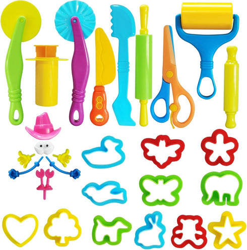 IHESPABLD Playdough Tool Kit, 28 Pcs Basic Clay and Dough Tools Starter Set
