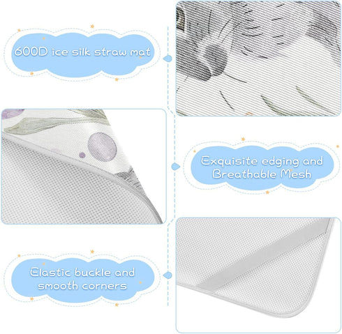 SyXIOP 28" 52" Puple Lily Calla Cute Bunnies Cooling Baby Waterproof Crib Mattress Cover x Washable Crib Padding