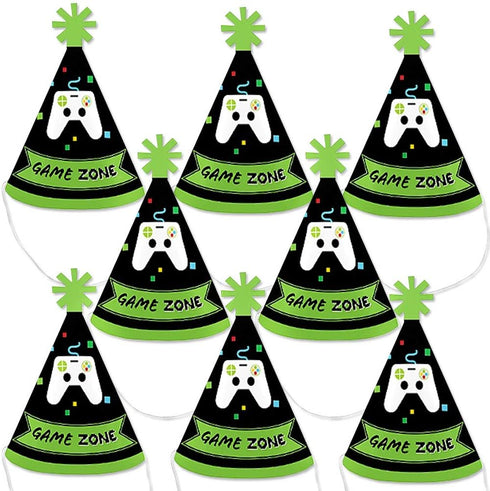 Big Dot of Happiness Mini Cone Pixel Video Game Party Hats - Set of 8 Small Birthday Hats