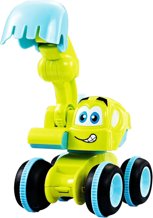 Friction Powered Trucks for 2 Year Old Boys, 4 Cartoon Construction Vehicles, Push & Go Cars Set
