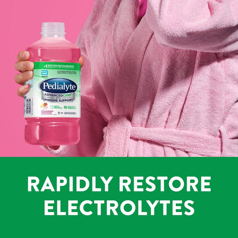 1 Pack 4 Pedialyte AdvancedCare Electrolyte Solution Has PreActivPrebiotics | Hydration Drink | Strawberry Lemonade