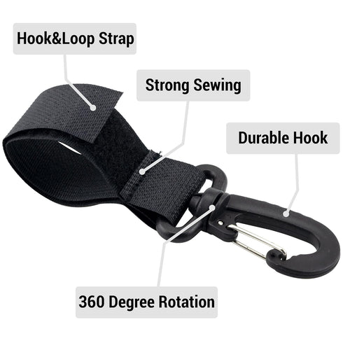 4 Pack Stroller Hooks, Baby Stroller Hanging Clips for Diaper Bags and Grocery Shopping Bags (Black)