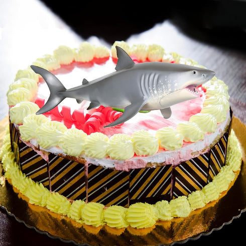 Large Great White Shark Toy - Realistic Marine Life Figure for Boys Girls & Kids Ages 3+, Shark Cake Topper