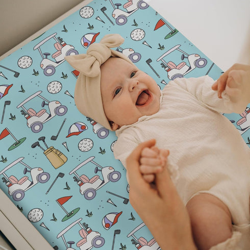 ZoUbqchY 32''16'' Blue Golf Changing Pad Covers for Baby Girls Boys Sports Golfing Fitted Changing Table Cover Mats