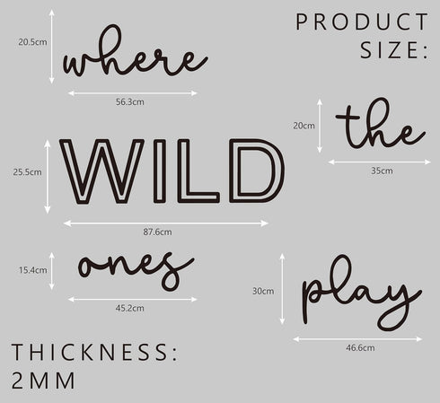 40 Playroom Wall Decor, XXL Where The Wild Ones Play Nursery Sign Wooden Wall Art Decoration for Kids Toddler Room