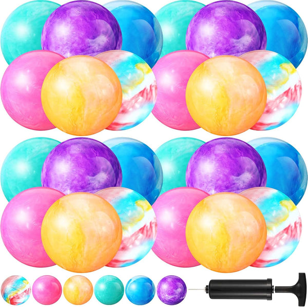 24 Pieces 9 Inch Bouncing Balls - Marbleized Bouncy Balls for Kids, Fun Indoor Outdoor Playballs for All Ages