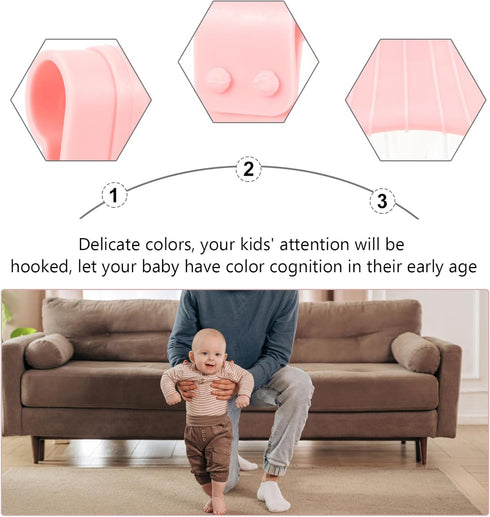 3 Pairs Children's Bed Pull Ring Walking Assistant Rings - Baby Toy Accessories for Crib Playpen, Toddler Vertical (PP)