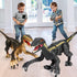 Mini Tudou Remote Control Dinosaur Toys, 2.4Ghz Velociraptor Robot with LED Light Up & Realistic Sounds for Boys Kids
