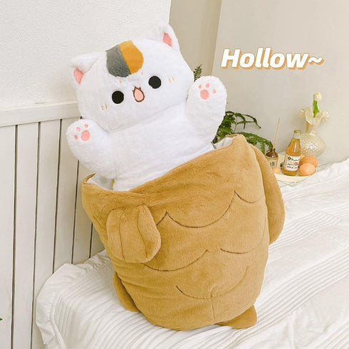Ditucu 32 Inch Large Taiyaki Cat Plush Pillow, Cute Kitten Inside Fish 2 in 1 Stuffed Animals Toys