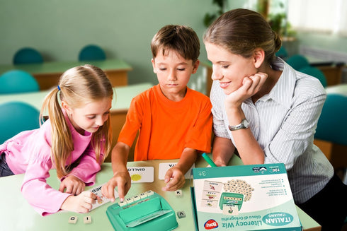 BOHS Italian Literacy Wiz Fun Game - 60 Flash Cards - Educational Toys for Preschool Language Learning - See and Hide