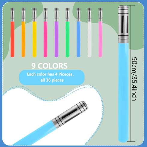 36 Pieces Inflatable Lightsabers - Sword Toy Weapons, Light Saber for Kids, Teens Star Theme Party Supplies in 9 Colors