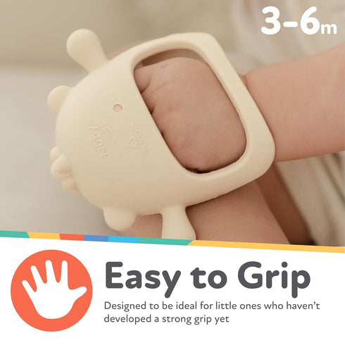 3+ Nuby Silicone Wrist Grip Teething Mitten - Months, Pink Owl