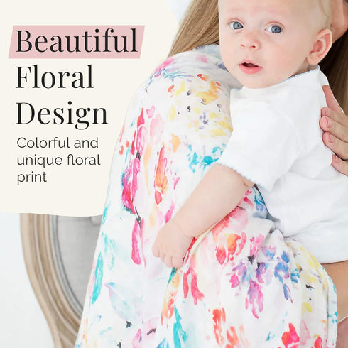 47 47 inches Stroller Society - Viscose from Bamboo and Cotton Baby Blanket, Floral Baby Blanket, Receiving Blankets